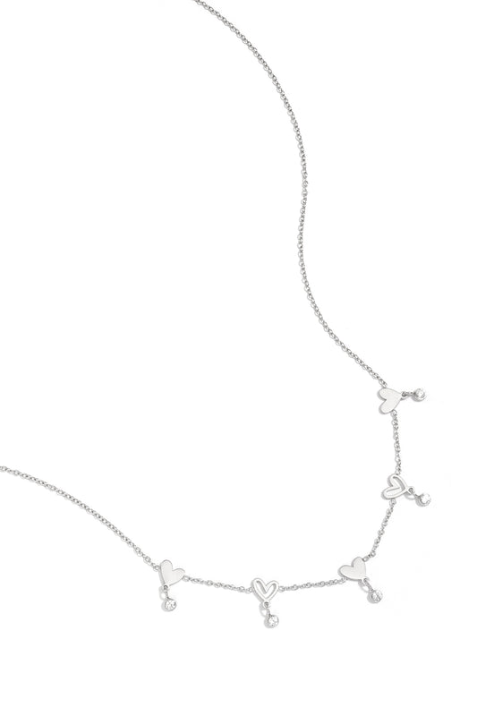 Ketting met wisselende hartjes en hangende steentjes