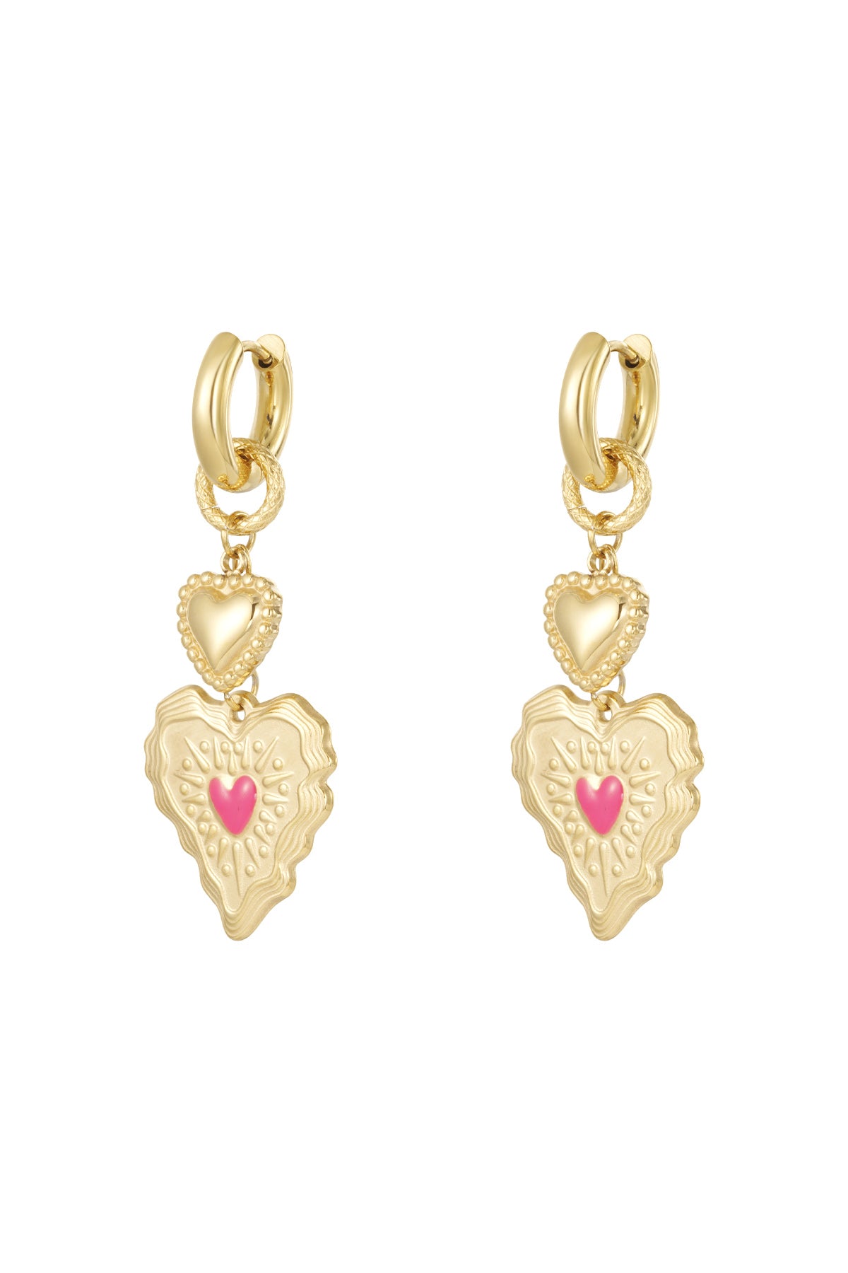 Oorbellen van roestvrij staal met hartjes, casual, dagelijks, eenvoudig, serie, damessieraden