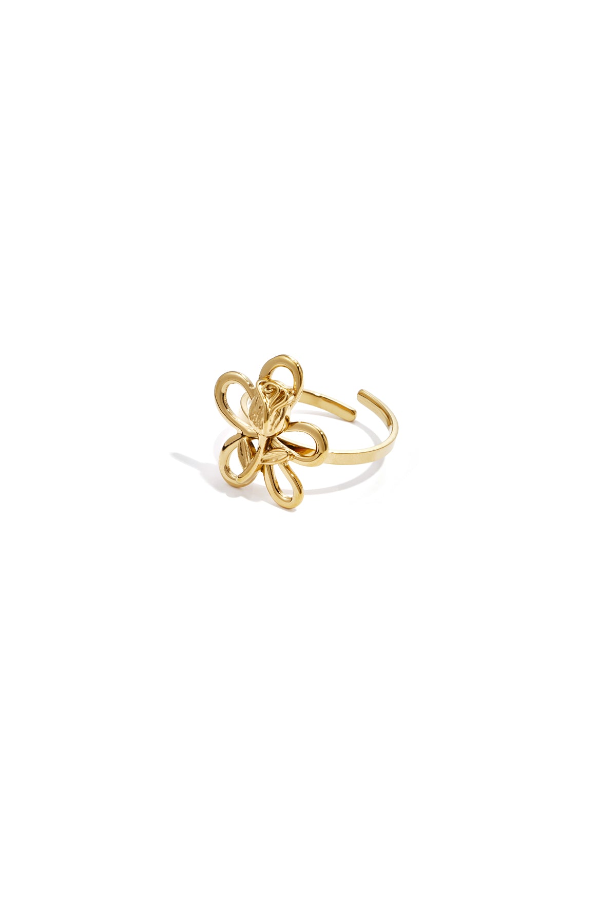 Ring met roos in bloemhanger