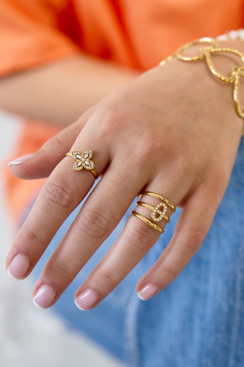 3 laagse ring met belegde ellipsvormRojaluxe