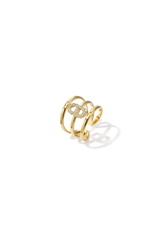 3 laagse ring met belegde ellipsvormRojaluxe