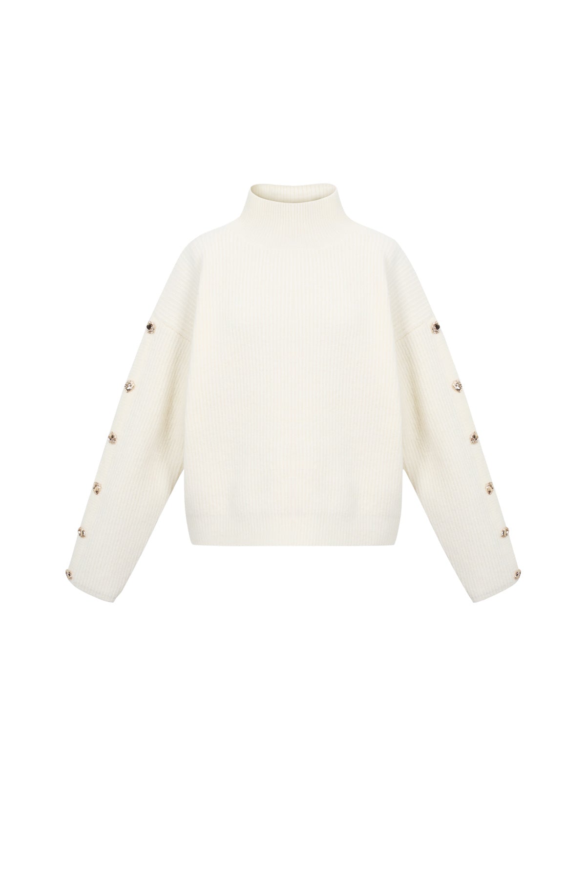 Trui met knopen op de mouwen