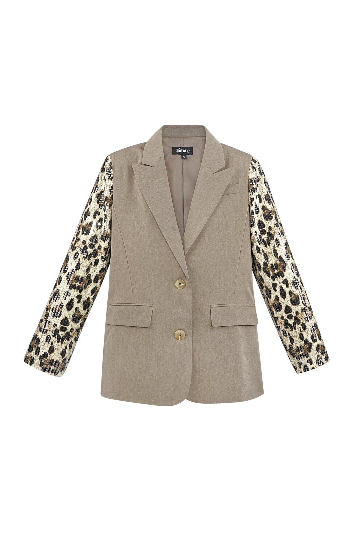 Blazer met panterprint glitter mouw