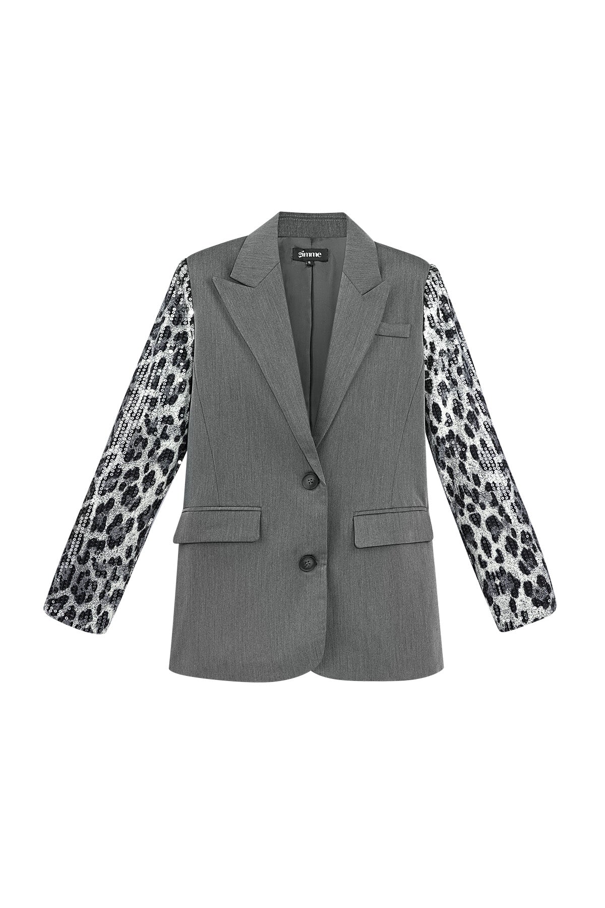 Blazer met panterprint glitter mouw
