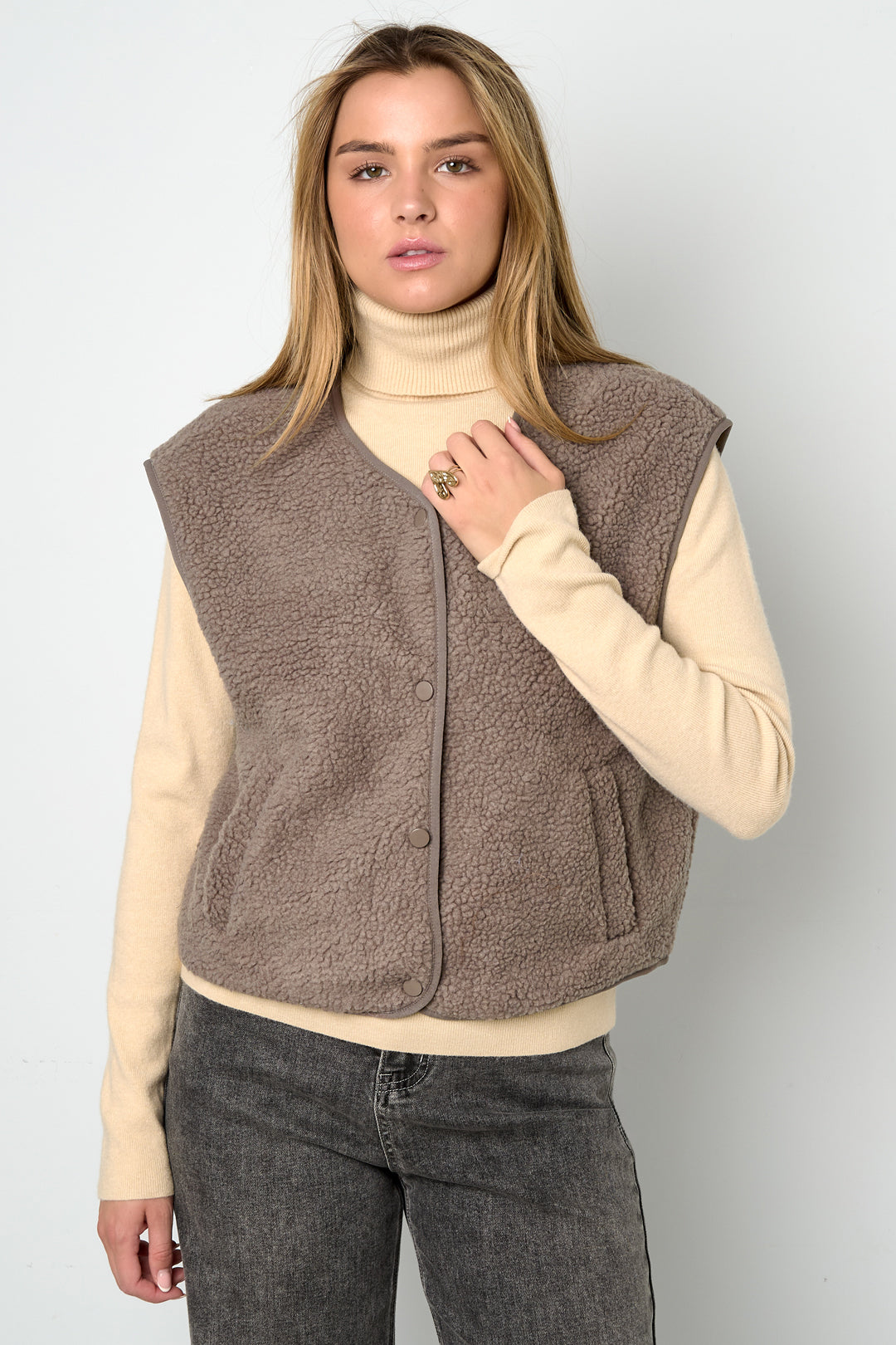 Geweven Polyestervezel Vrouwen Vest Casual Solide Kleur Herfst/Winter