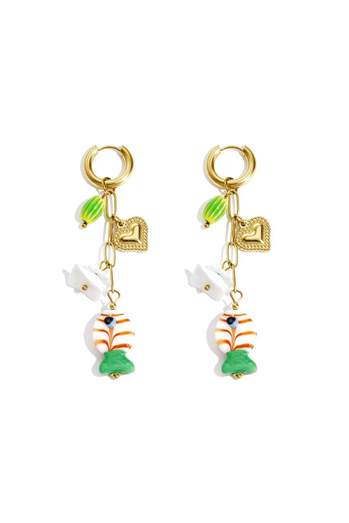 Oorbellen van roestvrij staal met hartjesmotief, schattige romantische serie voor de feestdagen/het strand, damessieraden