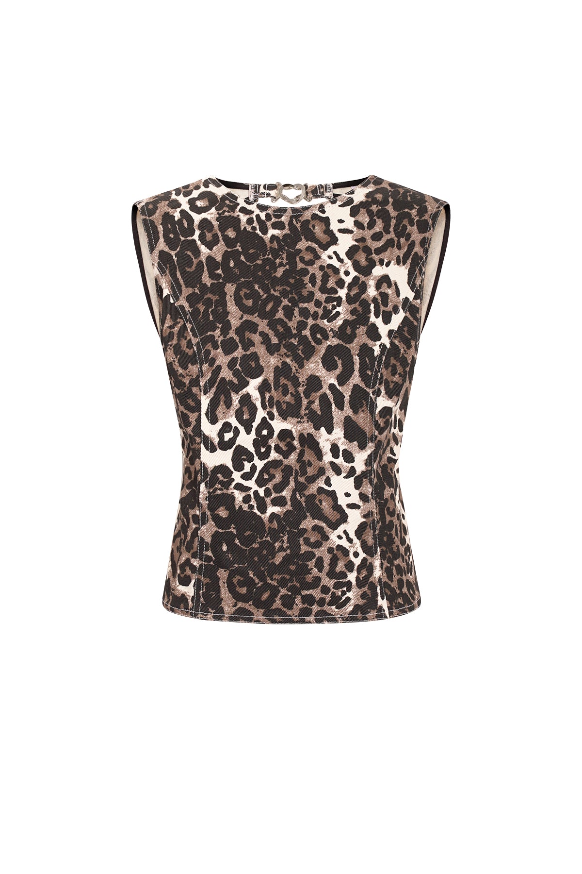 Cotton Woven Sleeveless Top Leopard Print Sexy Spring/Summer