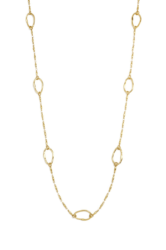 Lange roestvrijstalen ketting in ovale vorm, eenvoudige, alledaagse serie, dames sieraden