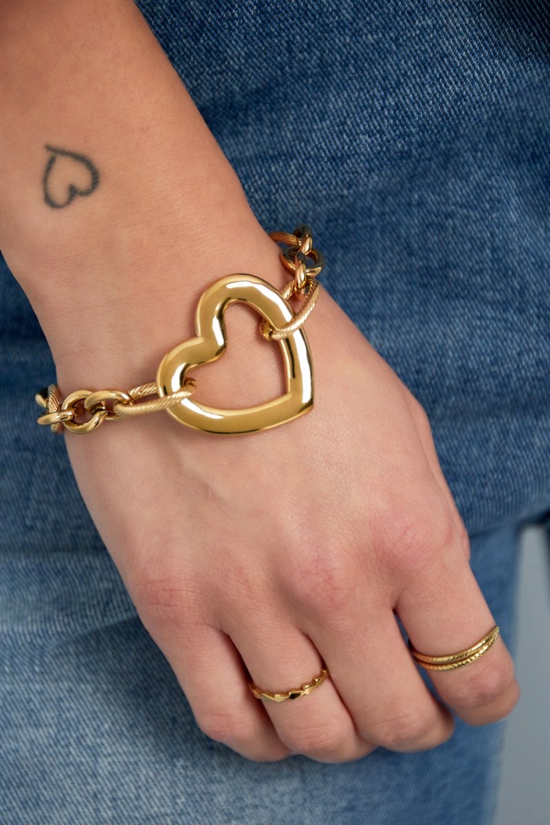 Armband met een ketting van harten - 2 kleurenRojaluxe