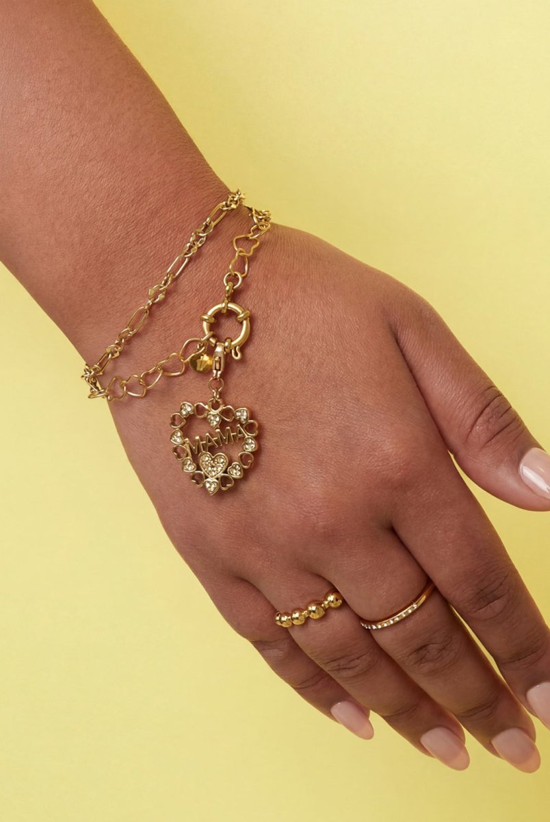 Armband met frontsluiting en hartvormige schakelsRojaluxe
