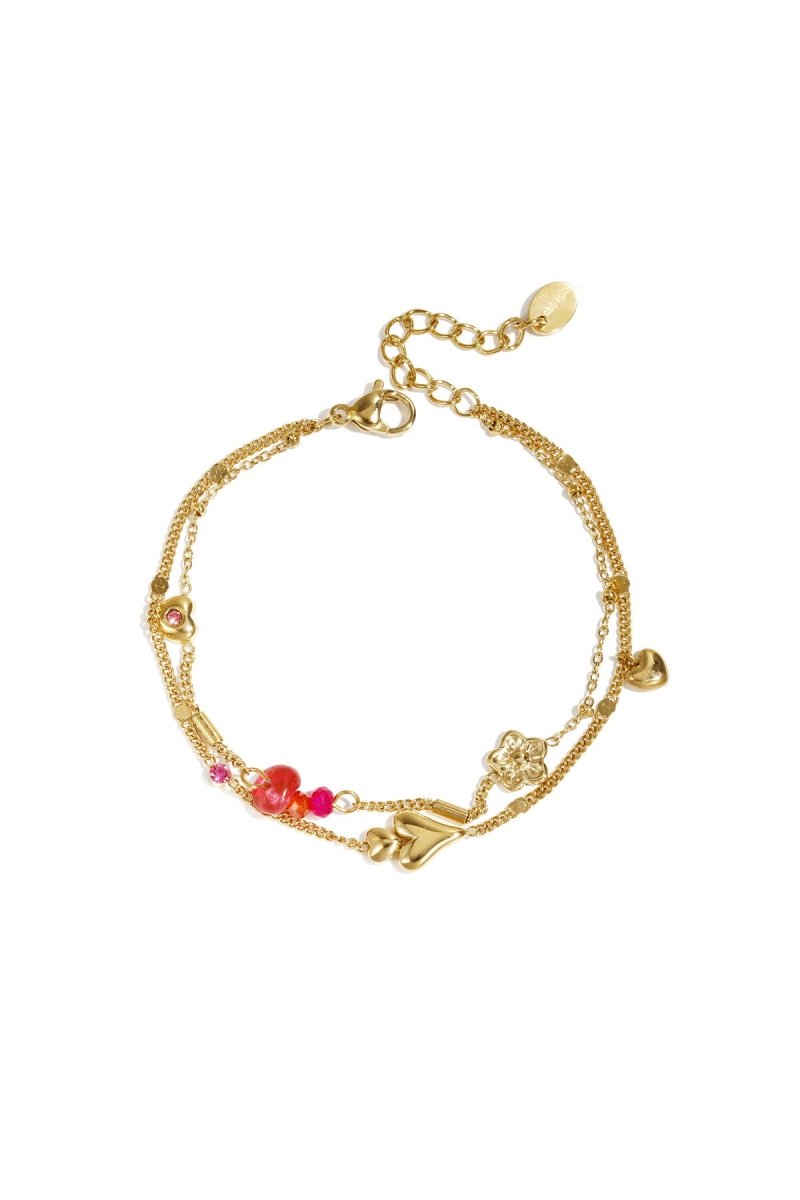 Armband met hartjes bloemen en kraaltjesRojaluxe