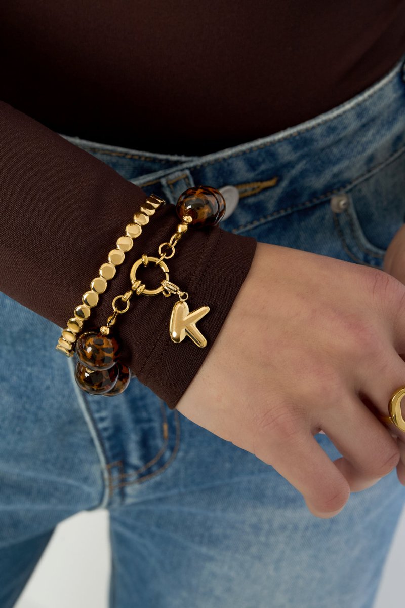 Armband met kralen en dierenprintRojaluxe
