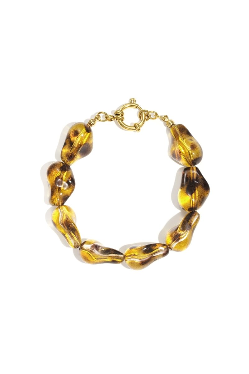 Armband met organische kralen en gouden sluitingRojaluxe