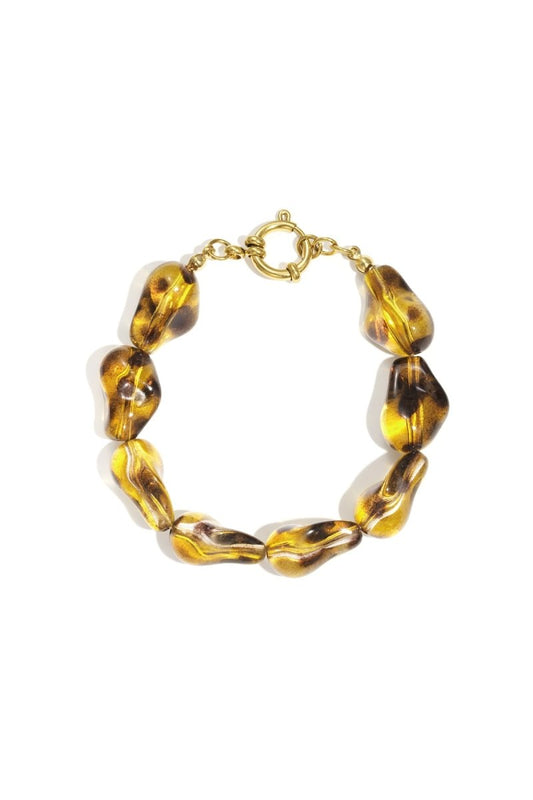 Armband met organische kralen en gouden sluitingRojaluxe