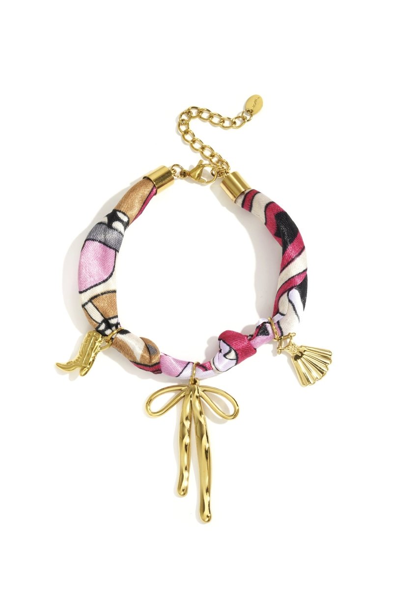 Armband met stoffen band en strikvormige hangerRojaluxe