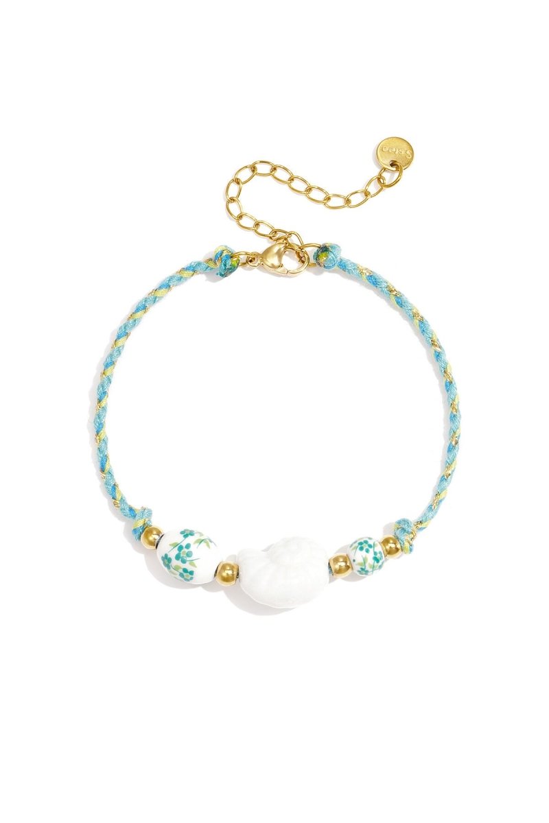 Armband van touw met schelp en kralen met bloemdesign - 2 kleurenRojaluxe