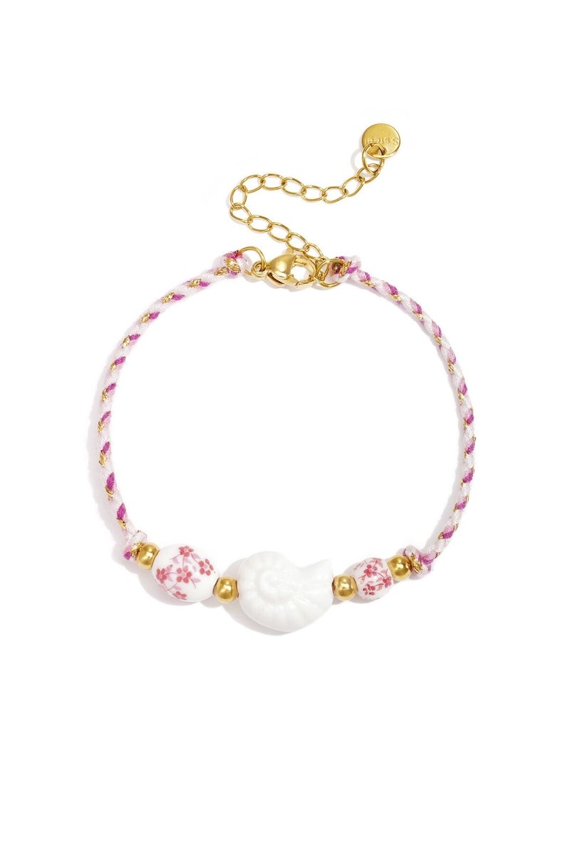 Armband van touw met schelp en kralen met bloemdesign - 2 kleurenRojaluxe