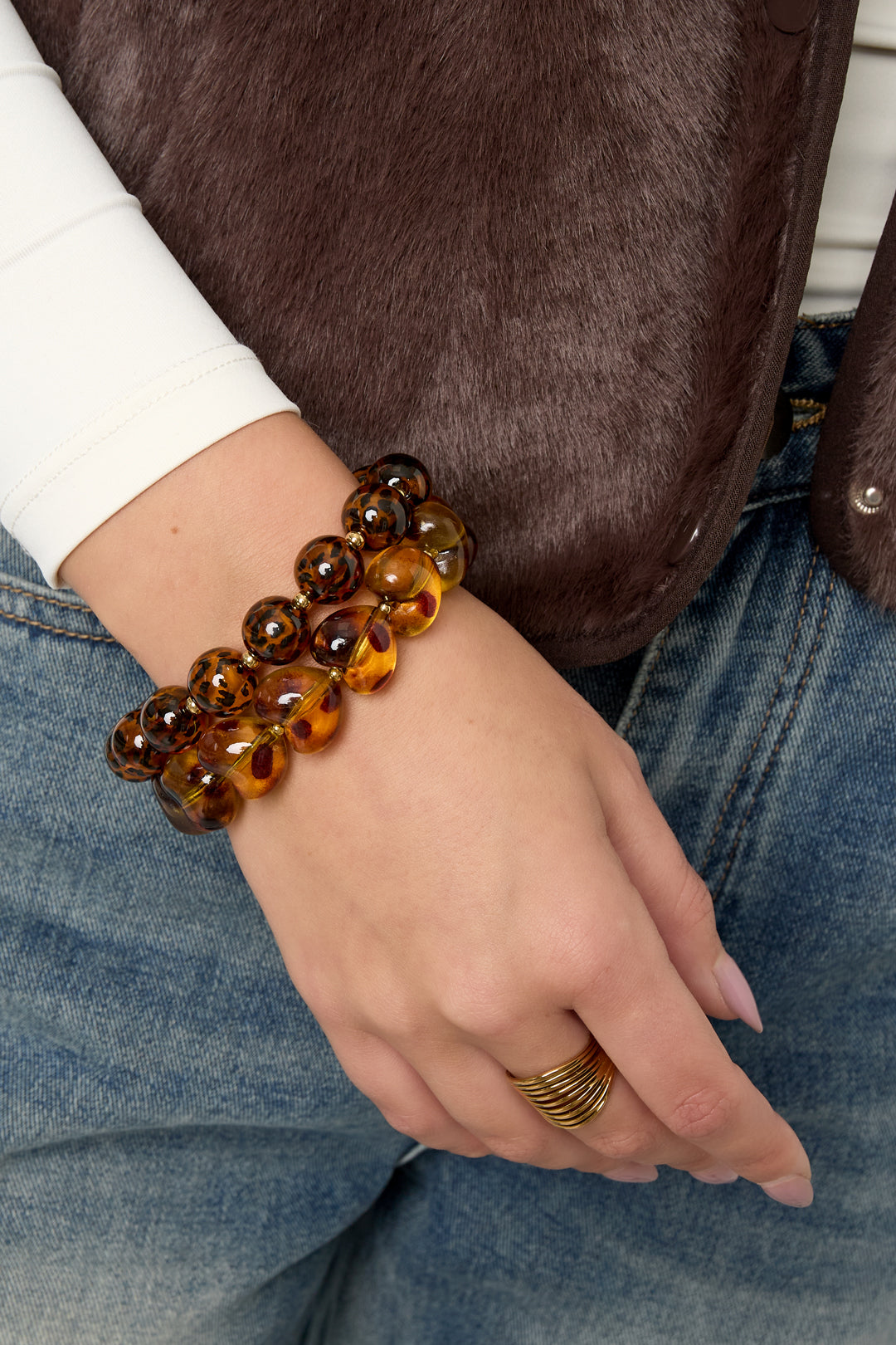 Acryl kralen armbanden luipaardprint retro dagelijkse klassieke serie dames sieraden