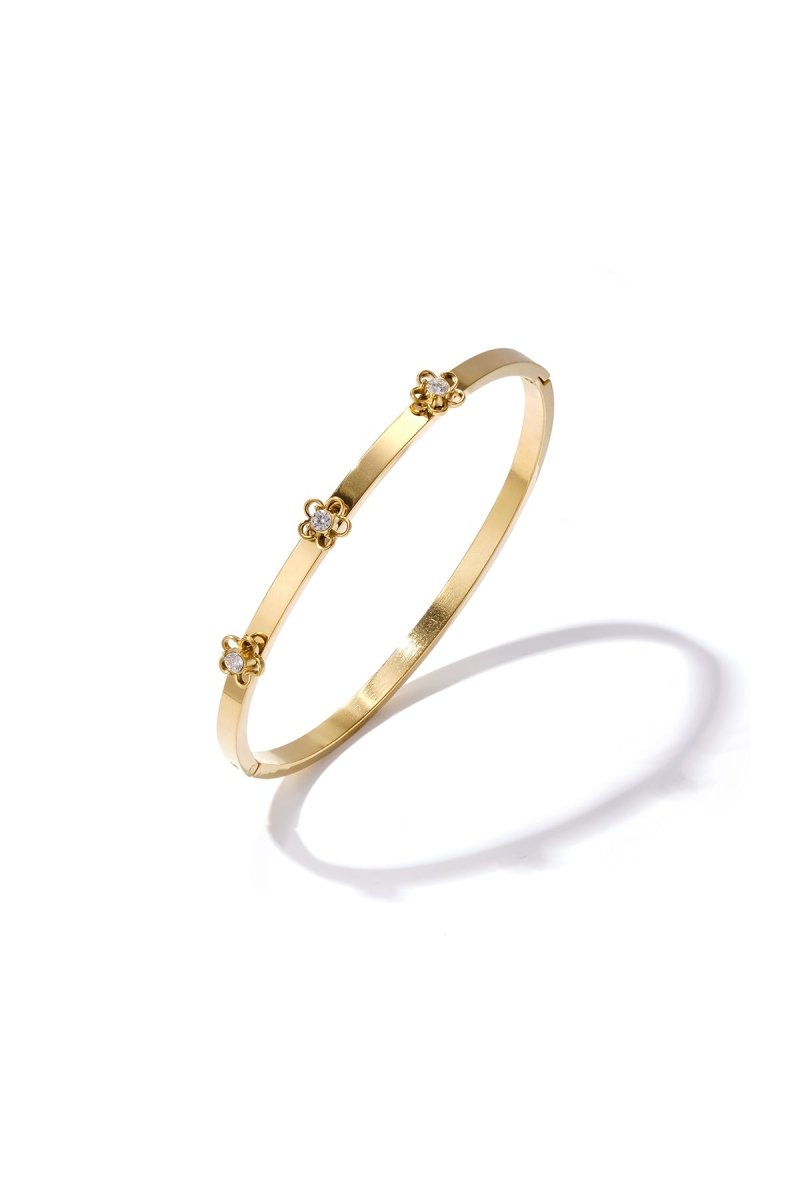 Bangle met bloemdetail en RhinestoneRojaluxe