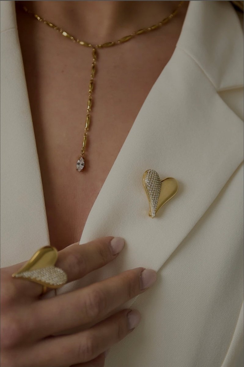 Broche in hart vorm met steentjesRojaluxe