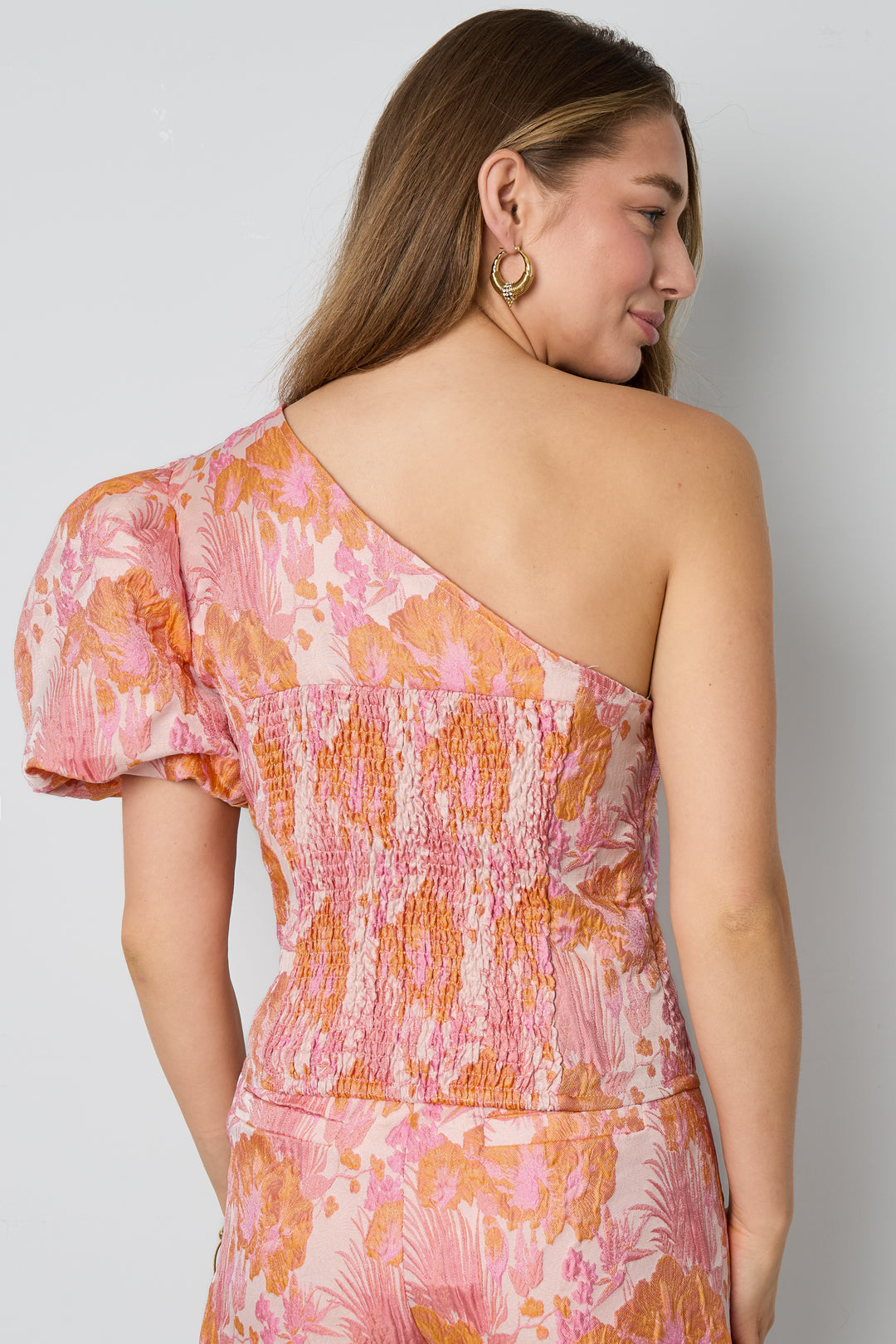 Geweven Polyestervezel Vrouwen Eén-Schouder Top Elegant Bloemenprint