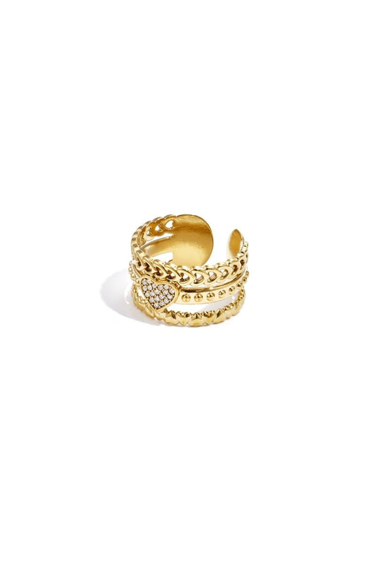 Charm Chain Heart Ring - 2 kleurenRojaluxe