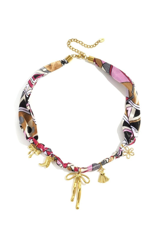 Choker met stoffen band en strik hangerRojaluxe