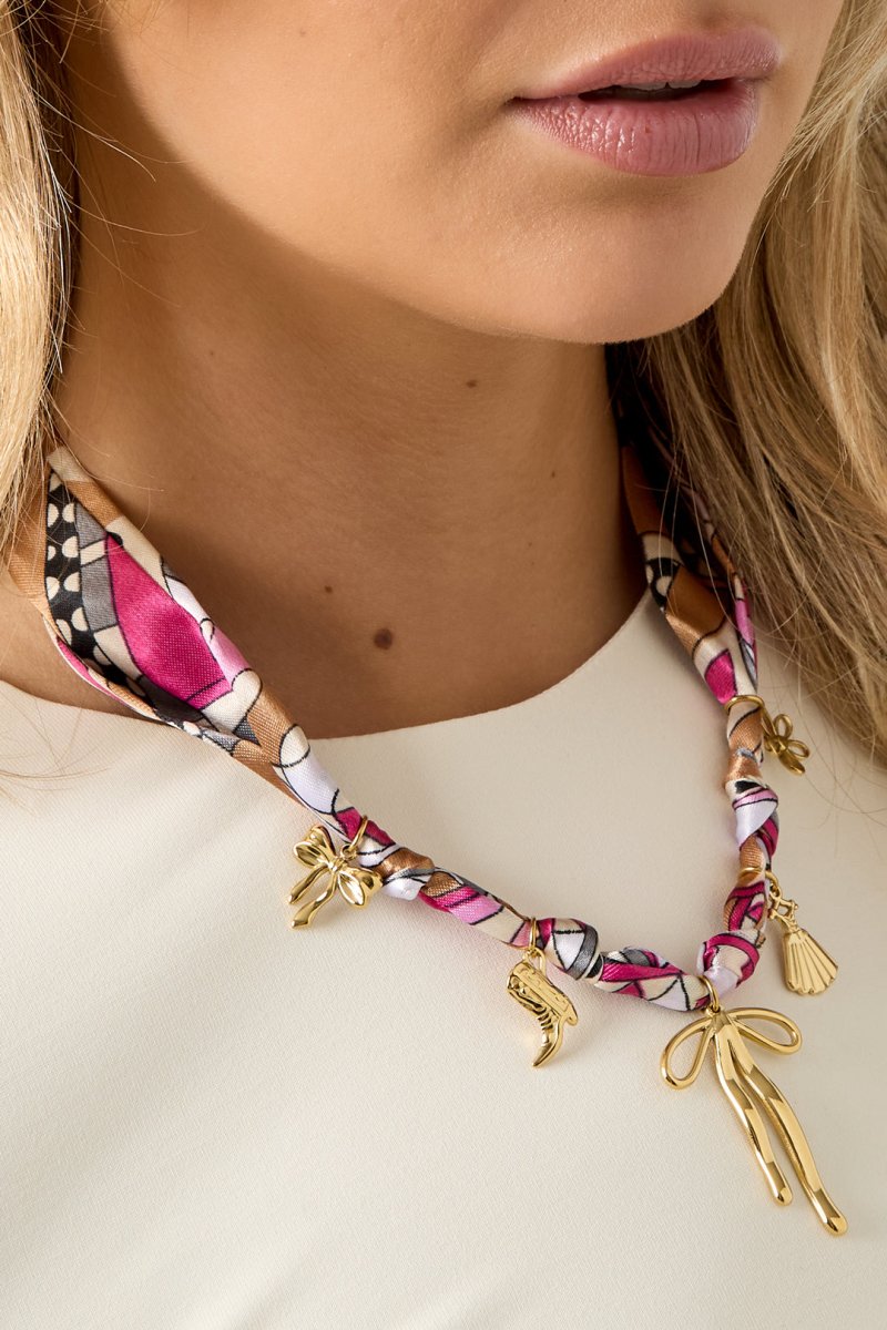 Choker met stoffen band en strik hangerRojaluxe