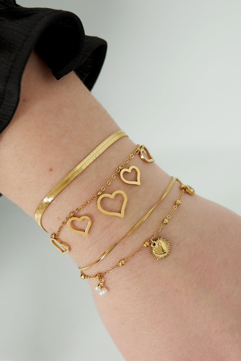chunky heart armband - 2 kleurenRojaluxe