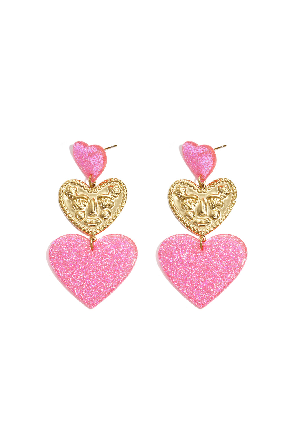 Statement oorbellen met glitter harten