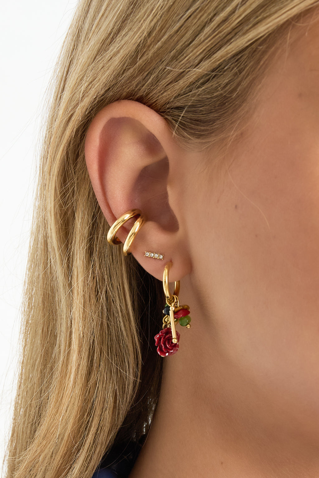 Oorbellen van roestvrij staal met bloemenmotief, casual, dagelijks, eenvoudig, serie, damessieraden