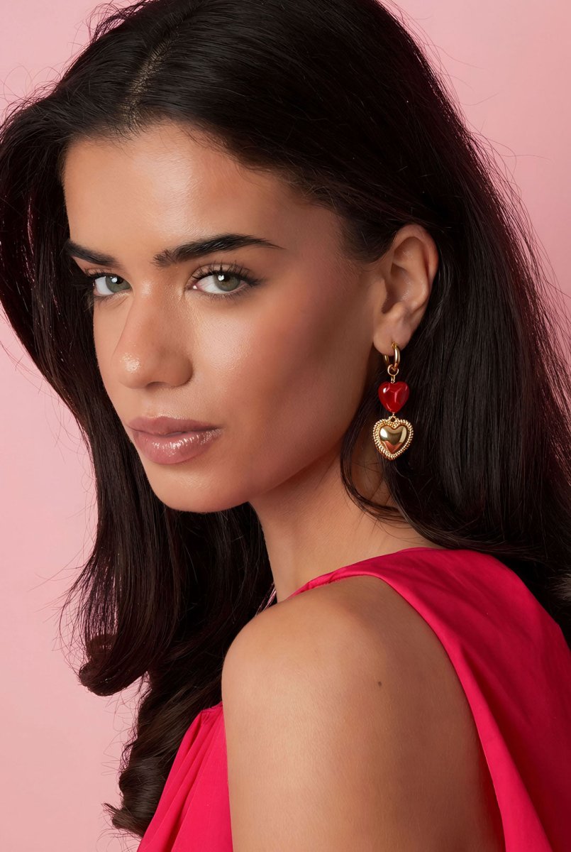 Double Heart Drop Earrings - 2 kleurenRojaluxe