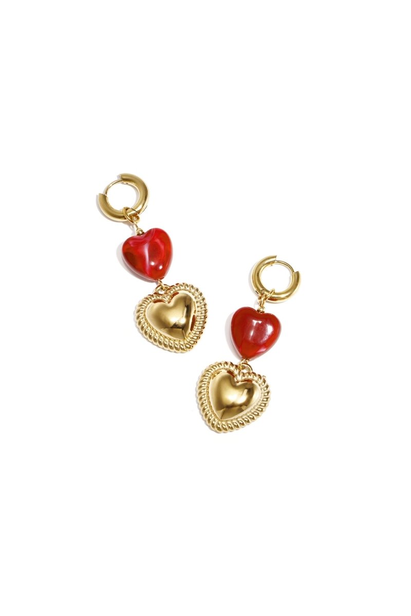Double Heart Drop Earrings - 2 kleurenRojaluxe
