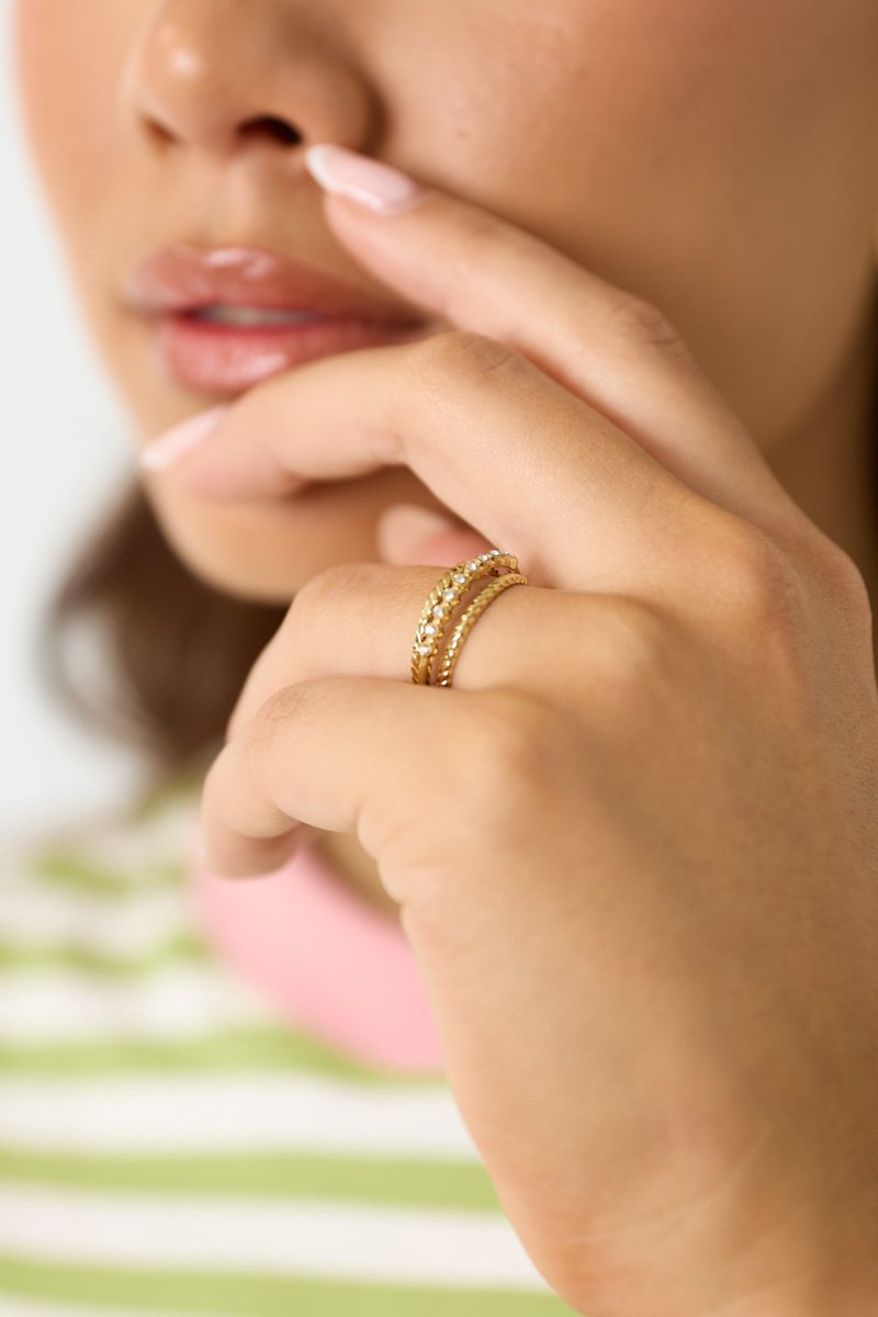 Dubbele ring met kleine steentjes - 2 kleurenRojaluxe