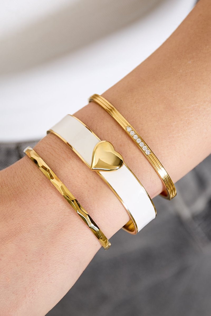 Enamel Heart Statement Bangle - 5 kleurenRojaluxe