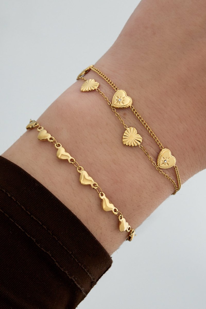 Enkele multi heart armbandRojaluxe