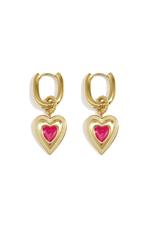 Oorbellen met gekleurde hart charm