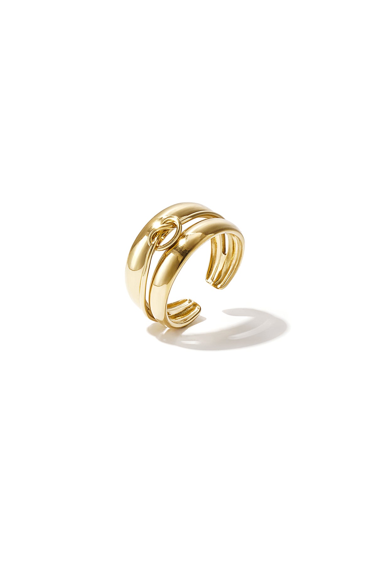Gelaagde ring met minimalistisch gedraaid detail