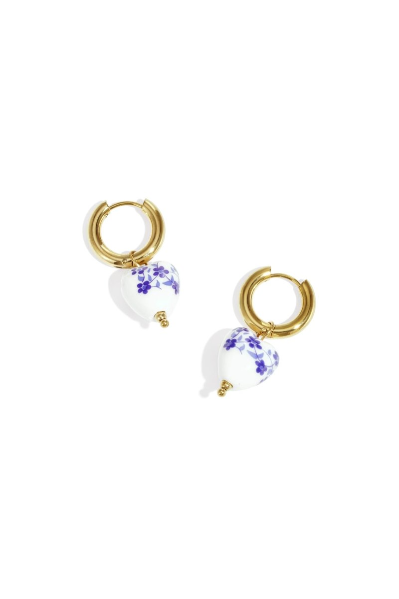Floral Heart Charm HoopsRojaluxe