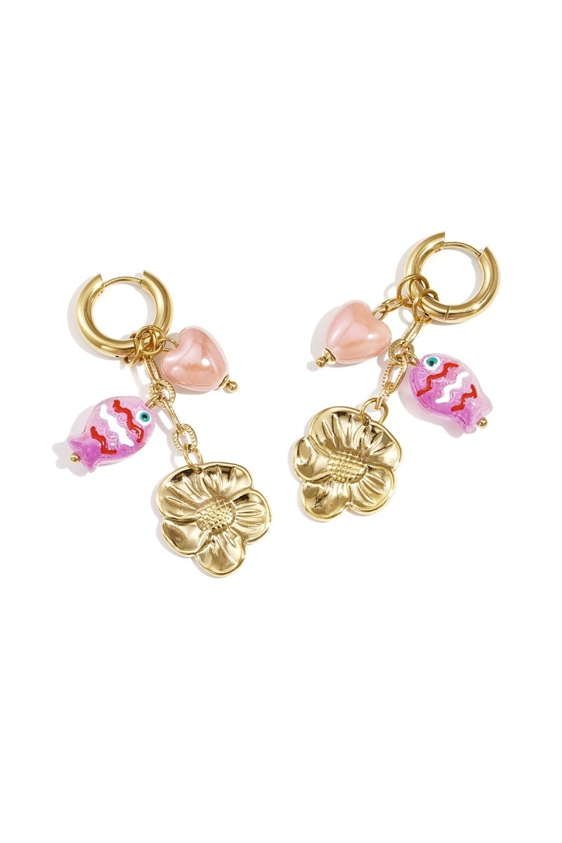 Flower &amp; Charm Hoop OorbellenRojaluxe