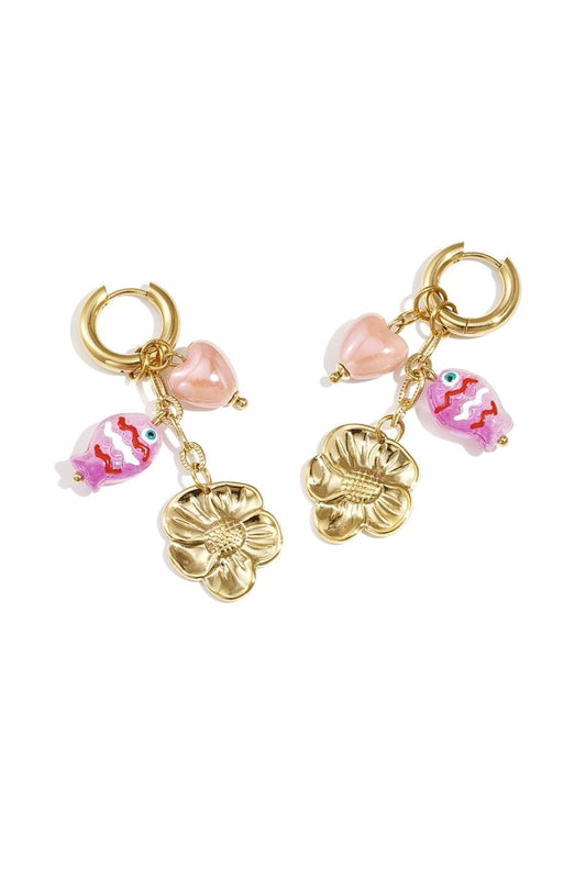 Flower &amp; Charm Hoop OorbellenRojaluxe