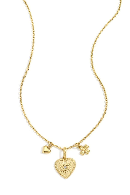Gouden ketting met hart en bloem hangers - 2 kleurenRojaluxe