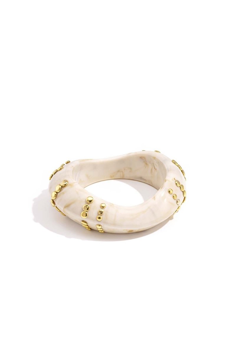 Hars bangle armband met studs in strepen patroon - 3 kleurenRojaluxe