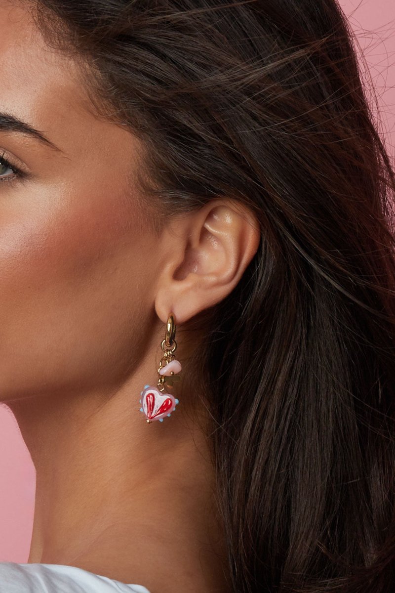 Hartjes Dangle Hoops Vol Liefde - 2 kleurenRojaluxe