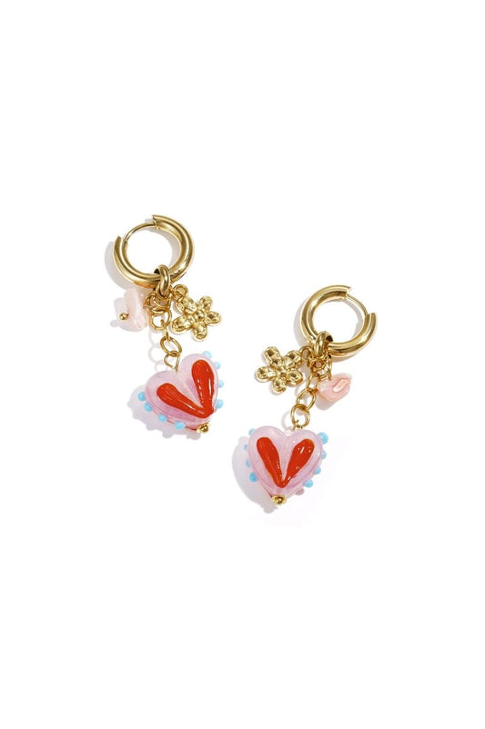 Hartjes Dangle Hoops Vol Liefde - 2 kleurenRojaluxe
