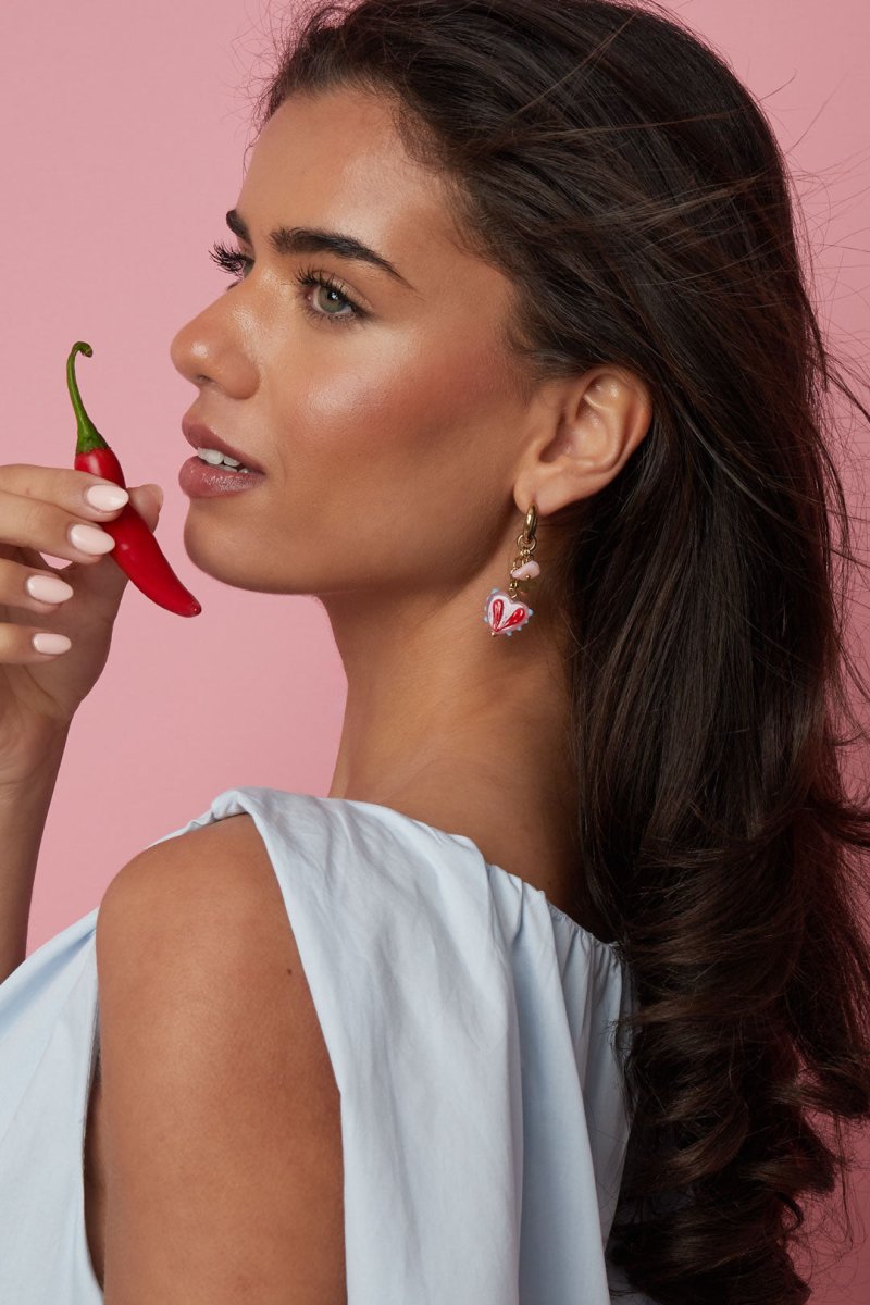 Hartjes Dangle Hoops Vol Liefde - 2 kleurenRojaluxe