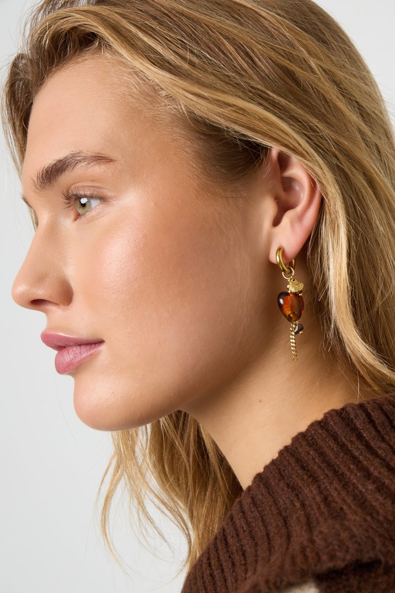 Hartvormige Dangle Oorbellen met SteenRojaluxe