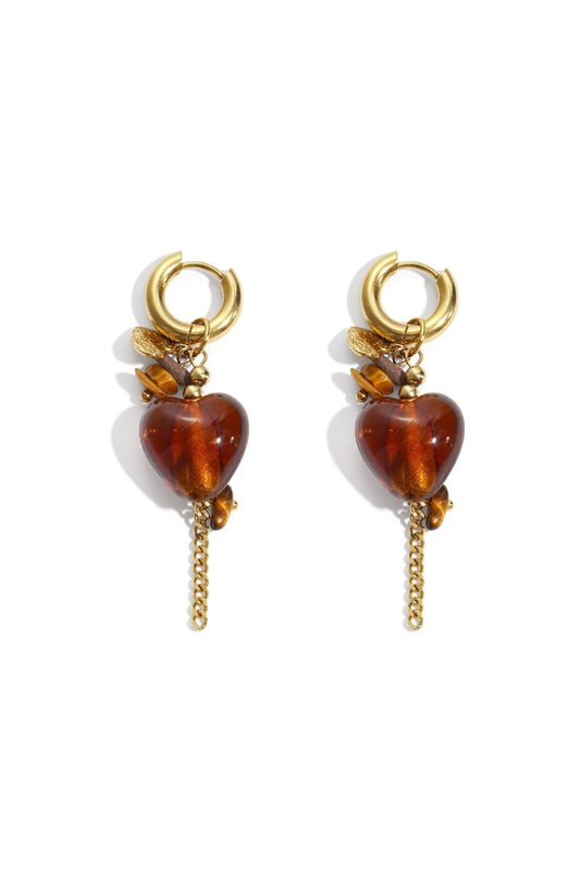 Hartvormige Dangle Oorbellen met SteenRojaluxe