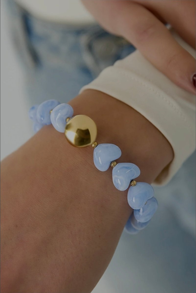 Hartvormige kralenarmband met gouden sluitingRojaluxe