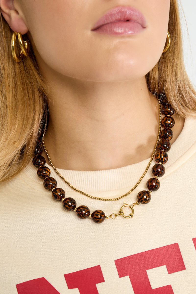 Ketting met donkerbruine kralenRojaluxe